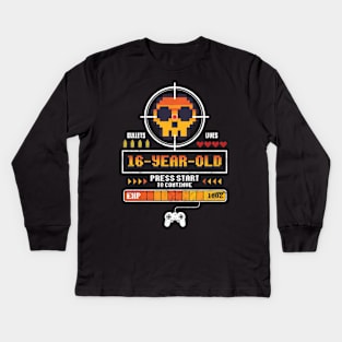 Gamer Birthday  Level 16 Kids Long Sleeve T-Shirt